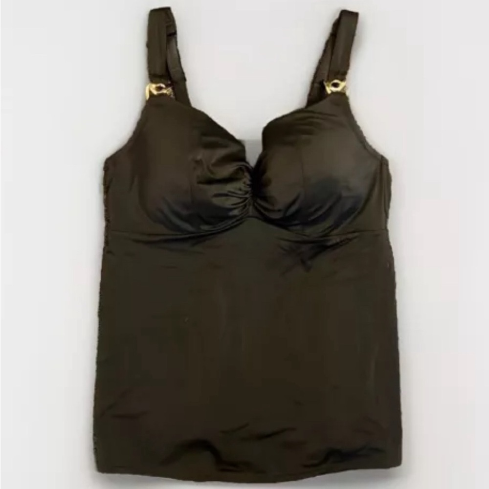 Swim by Cacique 38DDD Underwire Tankini with gold accents
